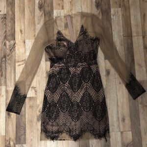 Mesh Black Lace Detailed Dress